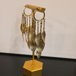 Elegant Gold Leaf Dangle Earrings